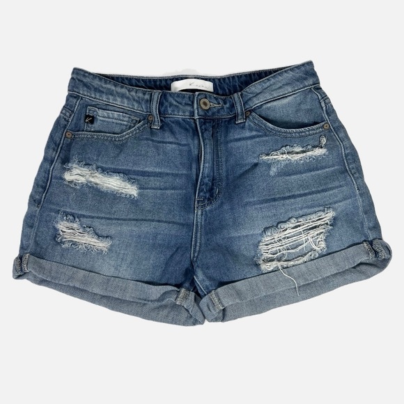 Kancan Medium Blue Destroyed Distressed Denim Shorts Womens size 5 - Picture 1 of 6